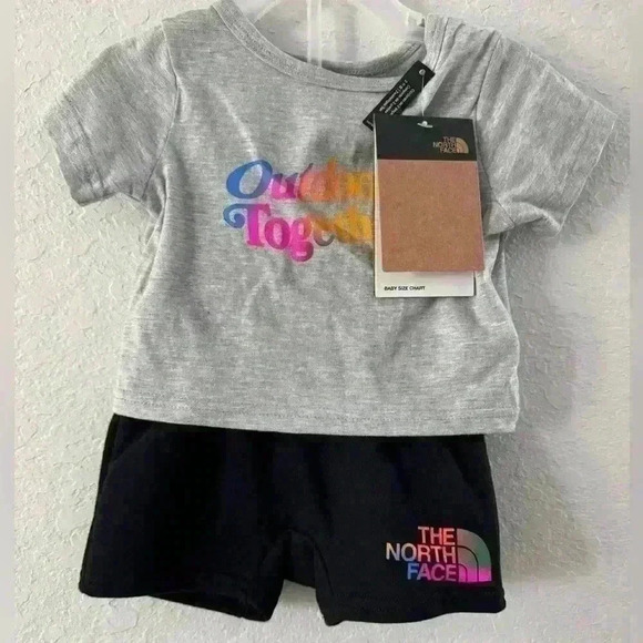 NWT The North Face Baby set “outdoors together” Sz 3 months - rainbow - Picture 5 of 8